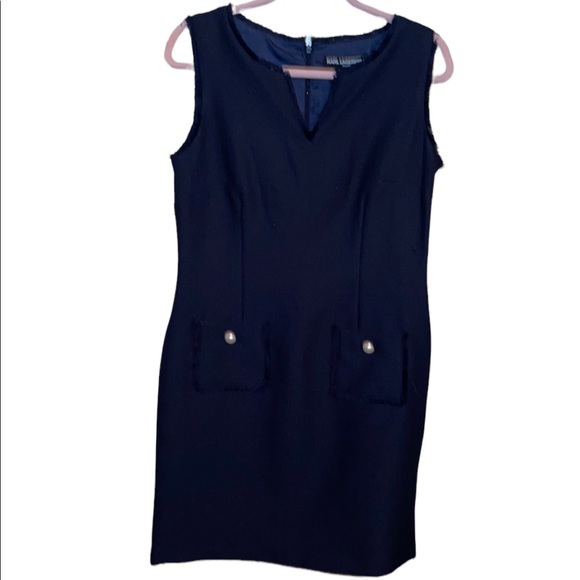 NWOT Karl Lagerfeld Paris Navy Textured Dress - Picture 5 of 12